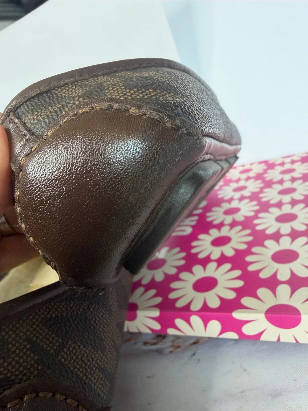 Michael‎ Kors Brown Logo-Print Ballet Flat with Gold MK Emblem
